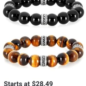 Tigers Eye/Black Onyx and Silver Spacers